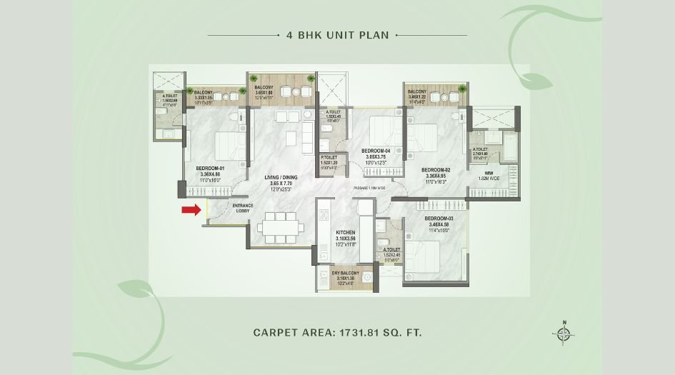 Venkatesh-Vanaya-FLoor-Plan-4 BHK-1732 Sqft